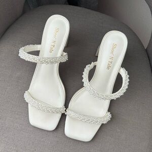 White Pearl Strappy Heels